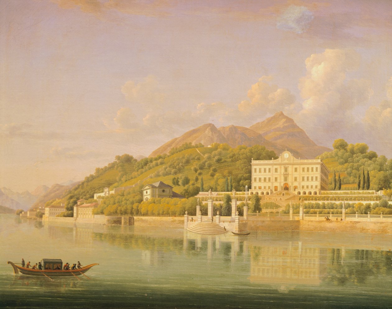 Villa Carlotta Tremezzossa Comojärven rannalla, kirjoittanut Jean-Joseph-Xavier Bidauld (1758-1846), Italia tekijältä Jean Joseph Xavier Bidauld