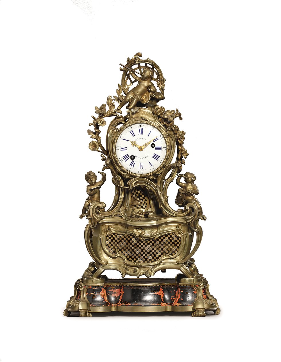 Ludvig XV:n ormolu-musikaalinen mantelkello, n. 1750 tekijältä Jean Joseph de Saint Germain