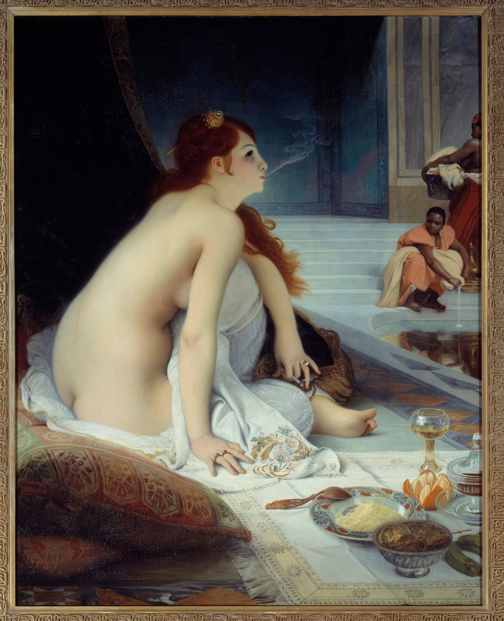 Orientalismi: "" Valkoinen orja"" Jean Jules Antoine Lecomte du Nouyn (1842-1923) maalaus 1888 Su. 1,46x1,18 m Nantes, Kuvataidemuseo - Orientalismi: "" Valkoinen orja""". Jean Jules Antoine Lecomte du Nouyn (1842-1923) maalaus tekijältä Jean Jules Antoine Lecomte du Nouy