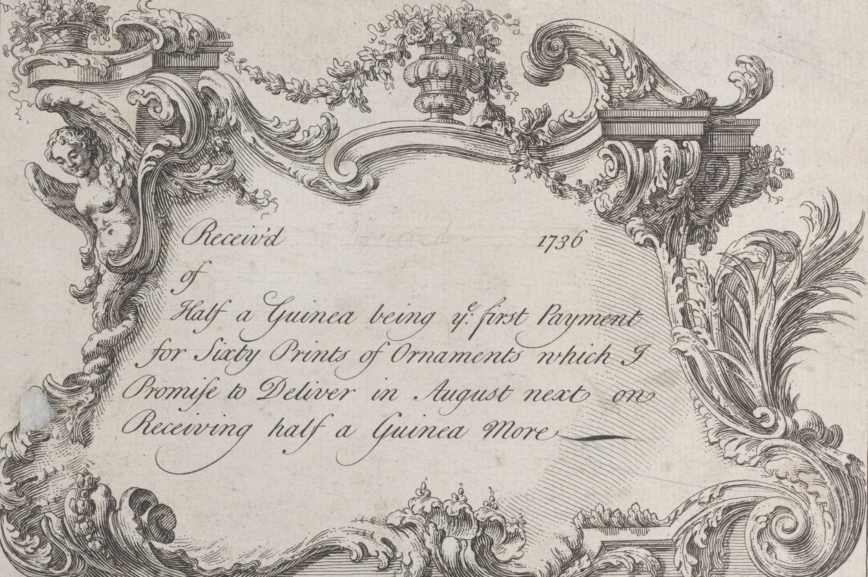 Vaihtokortti Frazerille, armeijan tulostimelle, paperikoneelle ja sidontakoneelle, 1736. tekijältä Jean La Rocque