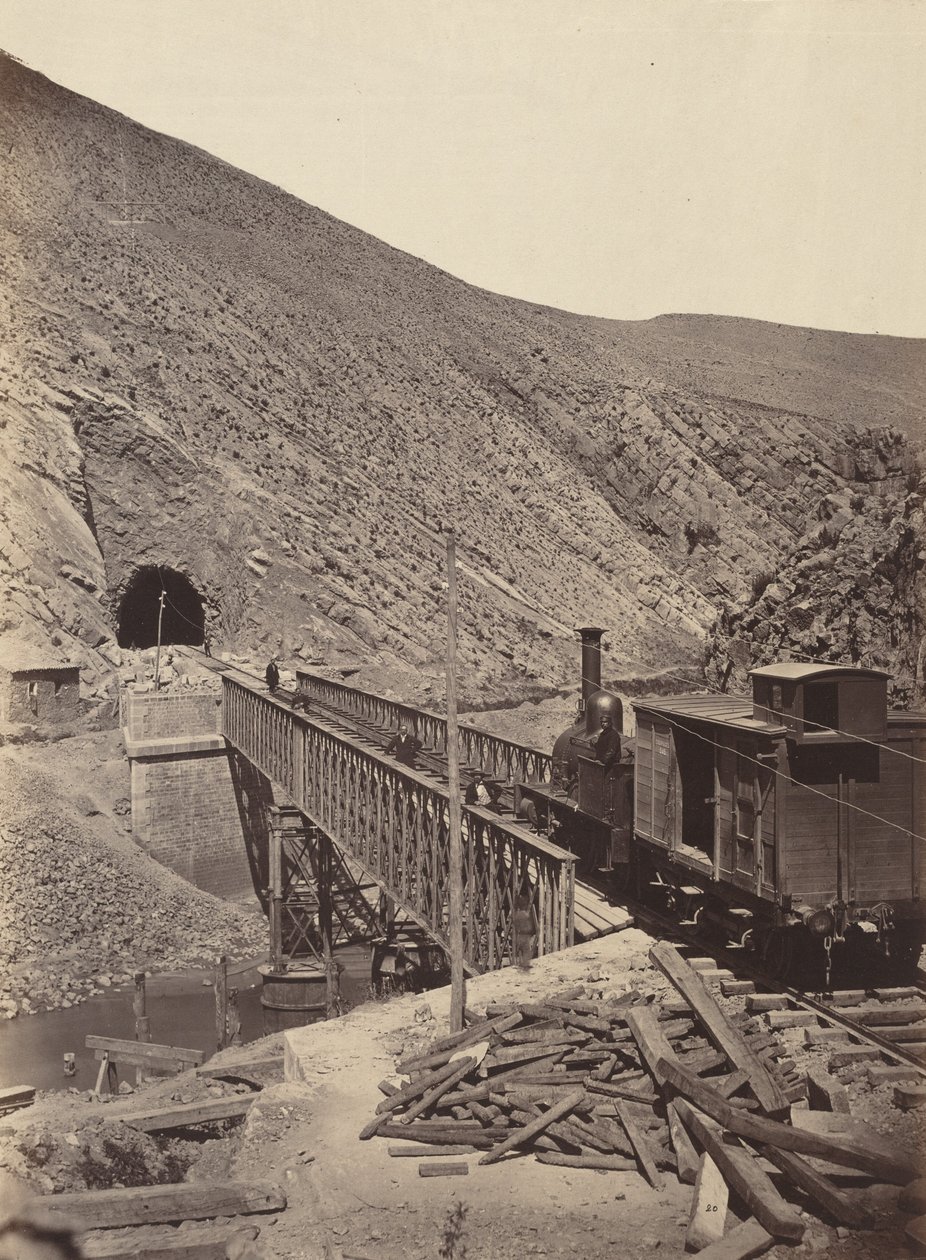 Jalon-silta ja -tunneli, Madridista Zaragozaan,c. 1860-1865 (kuva) tekijältä Jean Laurent