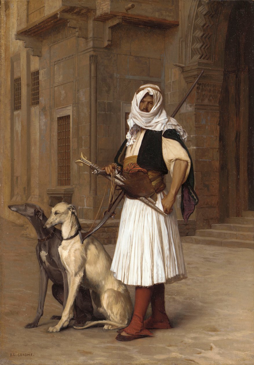 Anaute kahden whippet-koiran kanssa, 1867 tekijältä Jean Leon Gerome