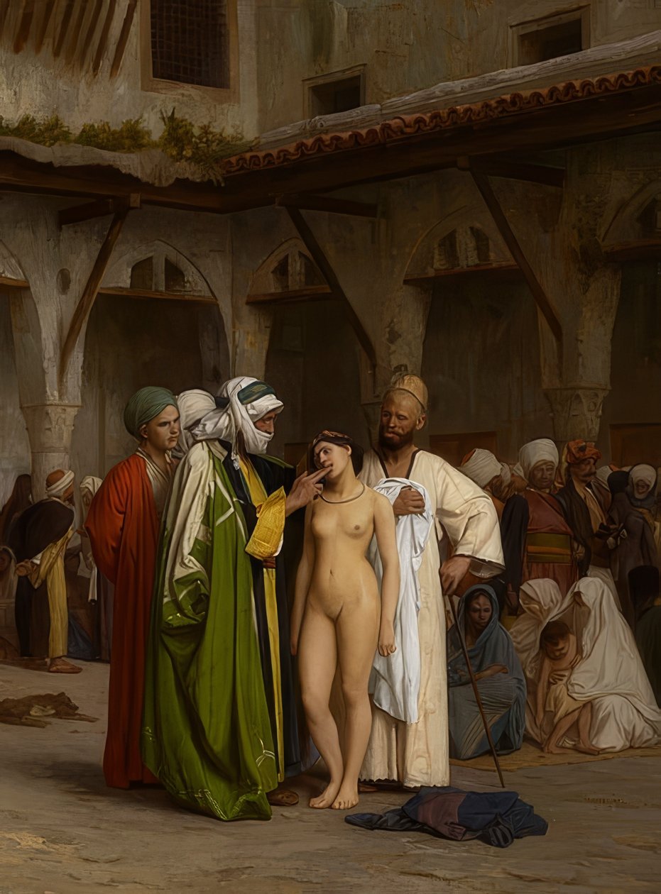 Orjamarkkinat. Noin 1867 tekijältä Jean Leon Gerome