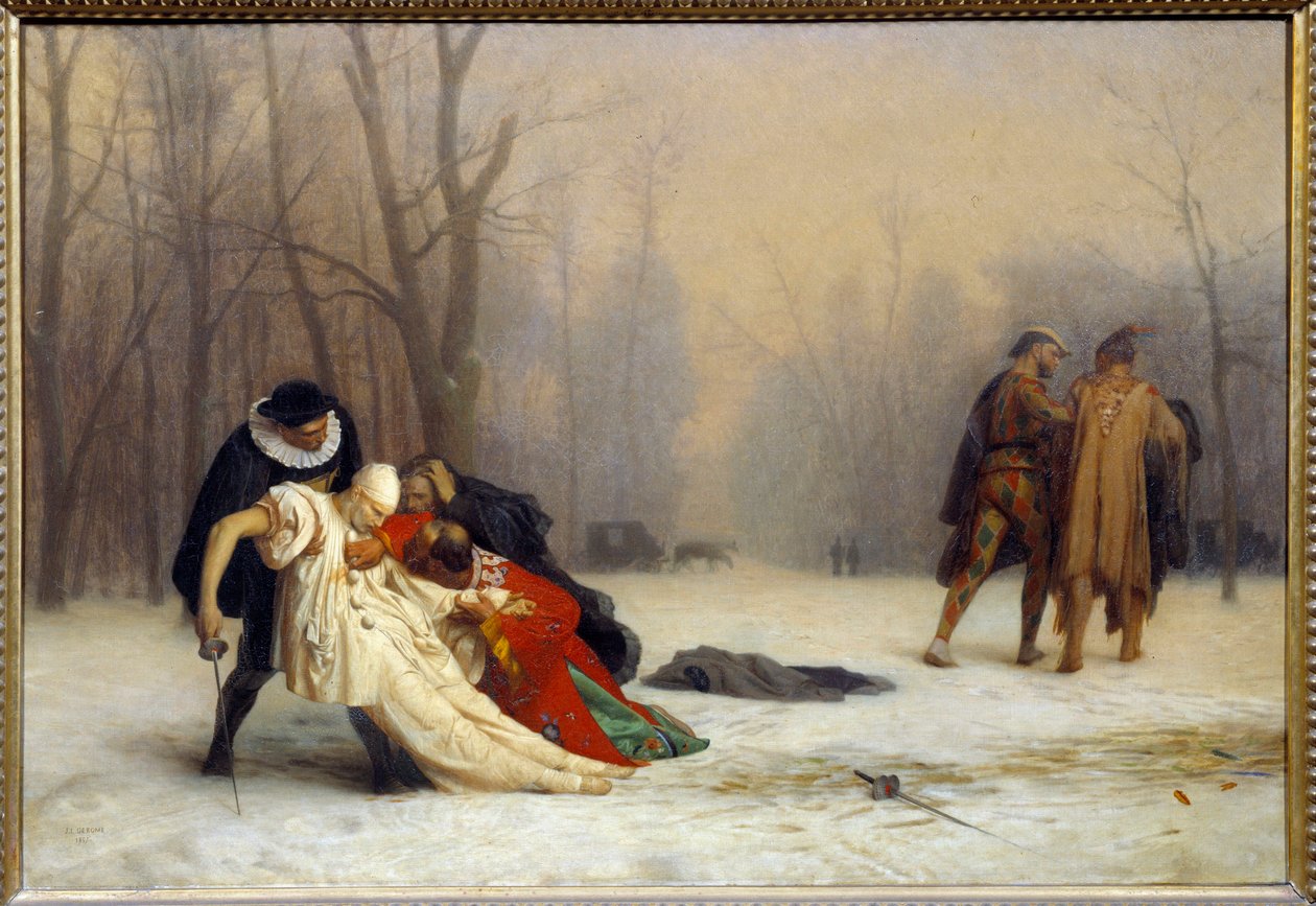 Kaksintaistelu pallonaamion jälkeen Jean Leon Geromen (1824-1904) maalaus tekijältä Jean Leon Gerome