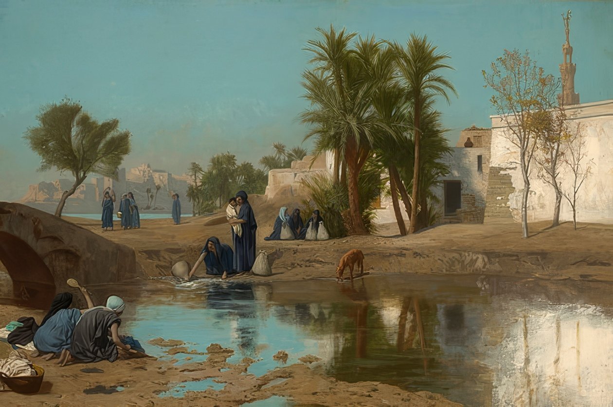Fellachinnen vedessä. Noin 1873-75 tekijältä Jean Leon Gerome