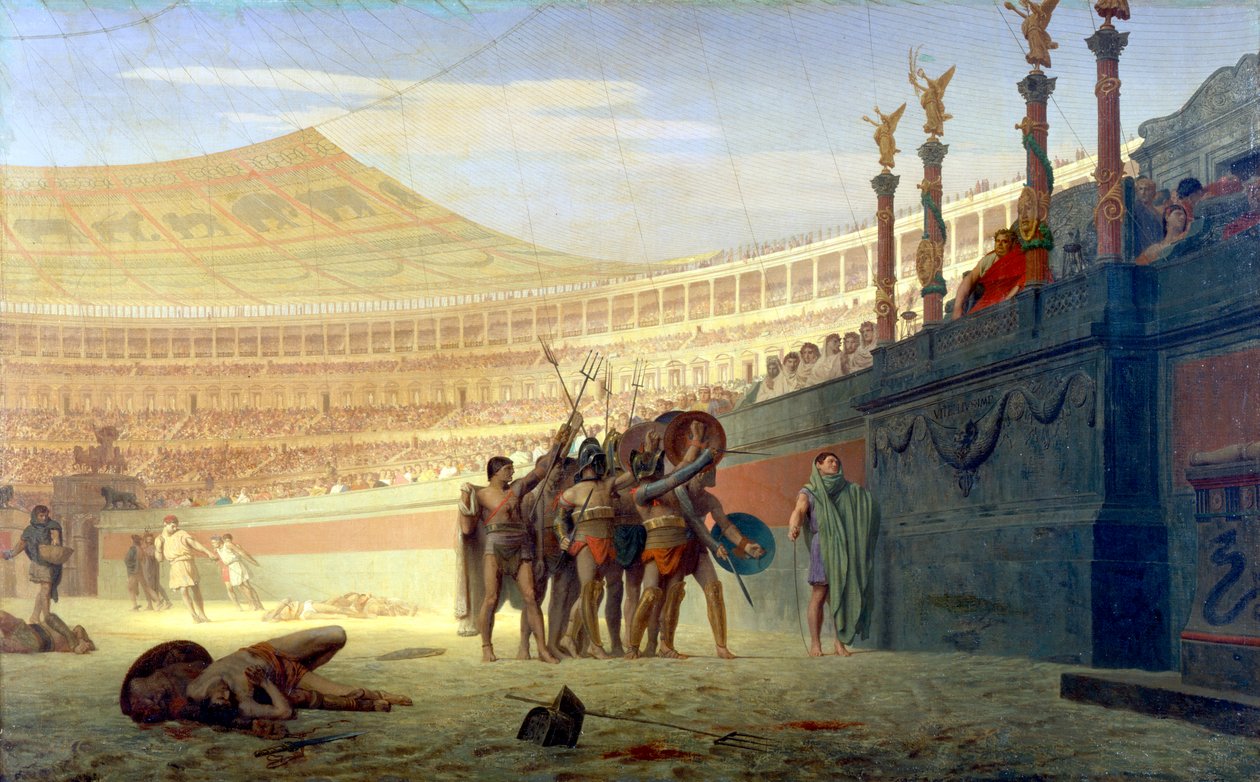 Terve Caesar! Me, jotka kuolemme, tervehdimme sinua, 1800-luku tekijältä Jean Leon Gerome