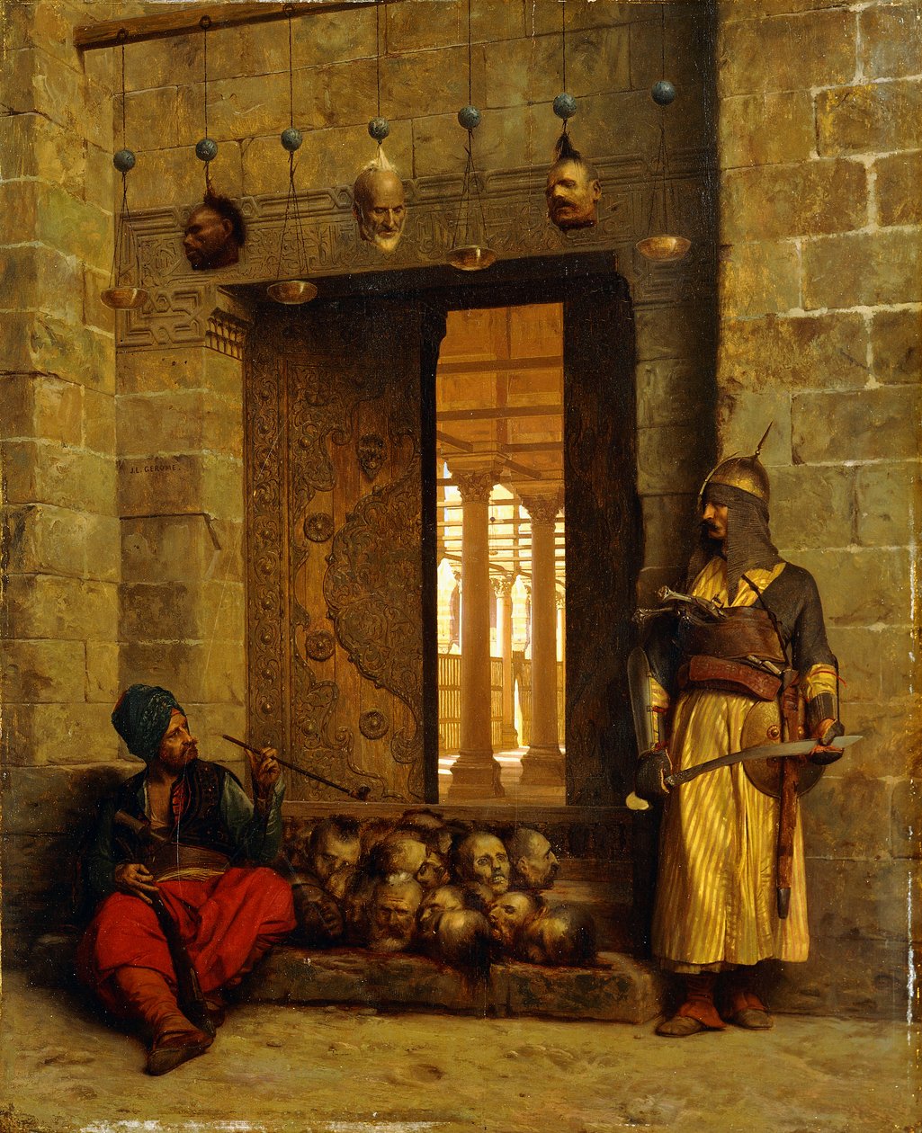 Kapinallisten Beysin päämiehet El Assaneynin moskeijassa, 1866 tekijältä Jean Leon Gerome
