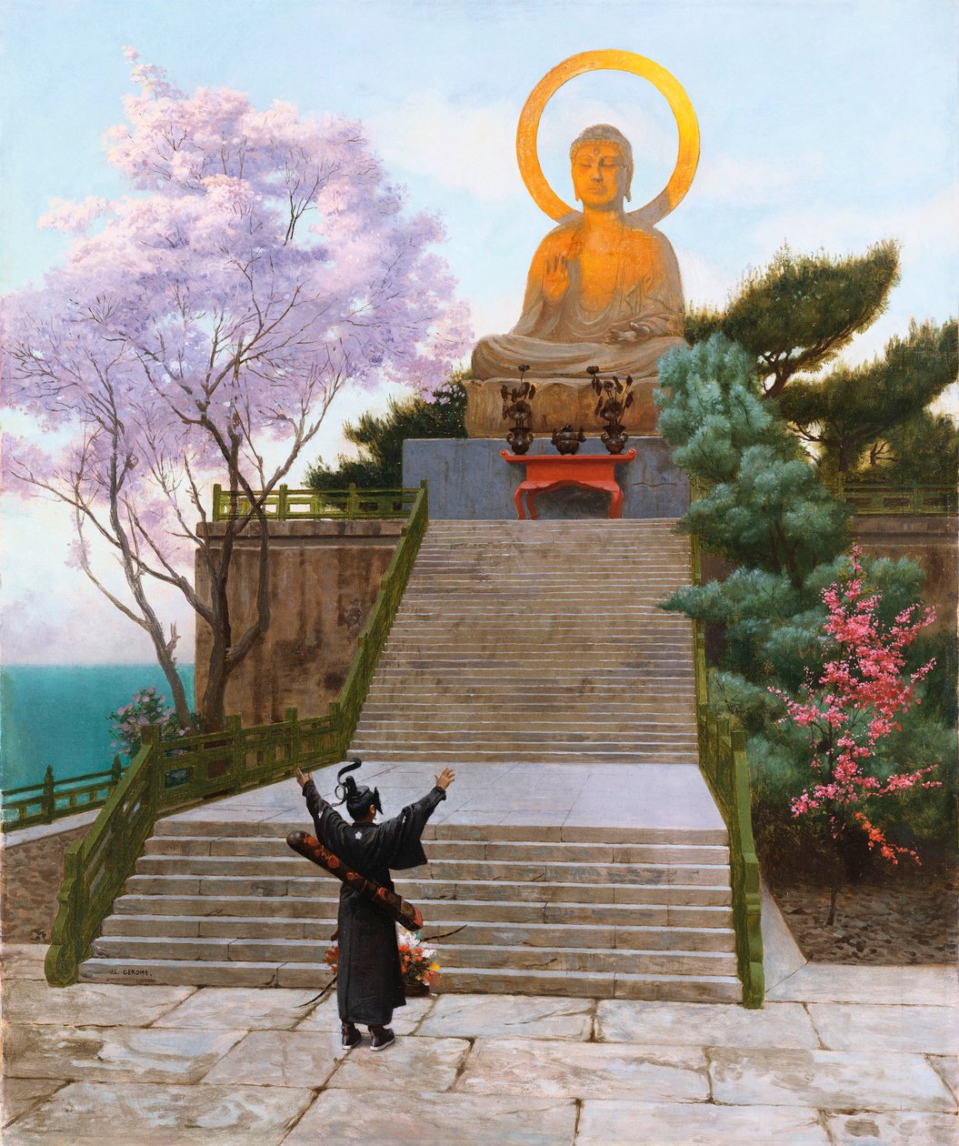 Japanilaiset rukoilevat jumaluutta tekijältä Jean Leon Gerome