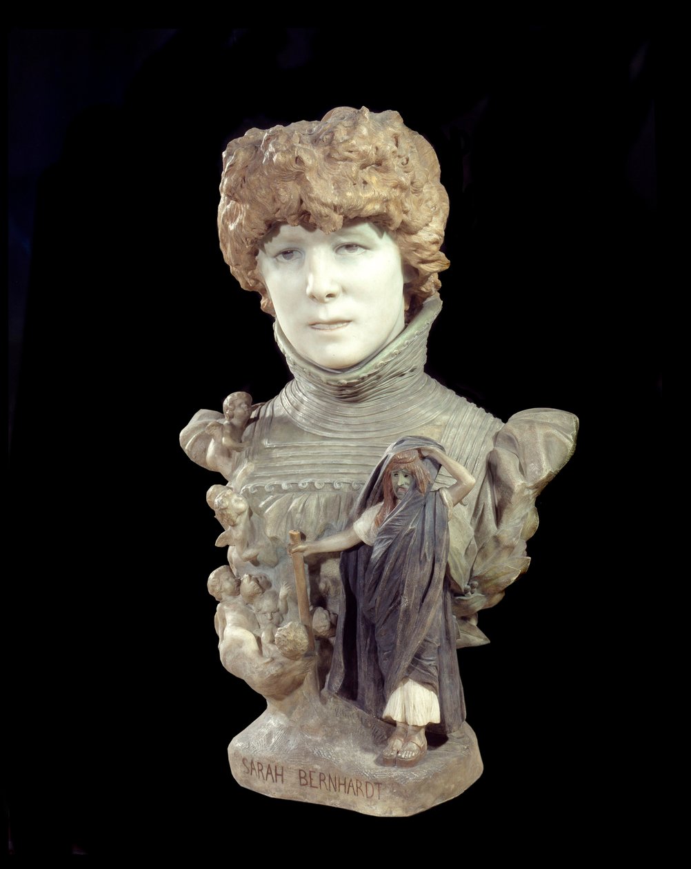 Koomikko Henriette Rosine Bernardin marmorinen rintakuva nimeltä Sarah Bernhardt (1844-1923). Jean Leon (Jean-Leon) Geromen (1824-1904) veistos 1895 Pariisin ympärillä, museo d