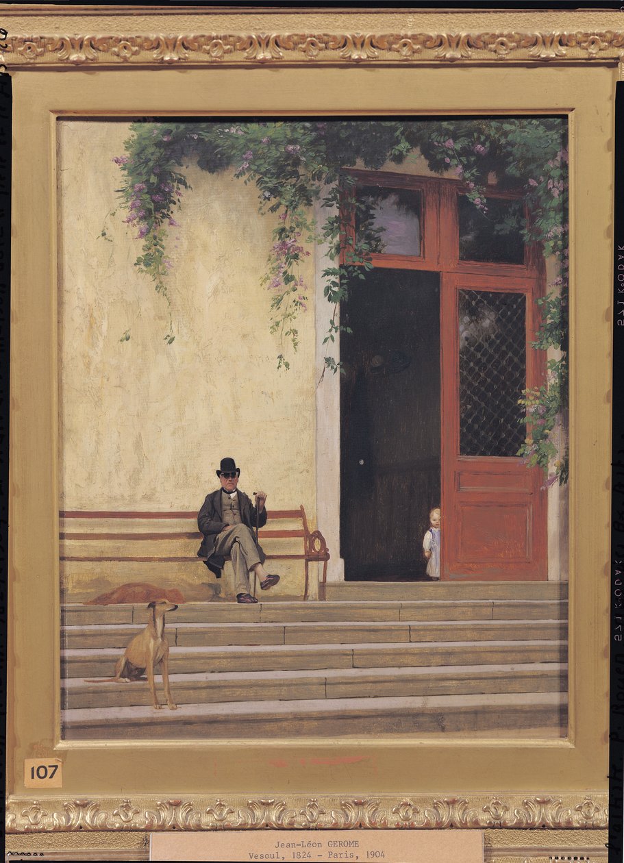 Taiteilijan isä ja poika talonsa kynnyksellä, n. 1866-67 tekijältä Jean Leon Gerome