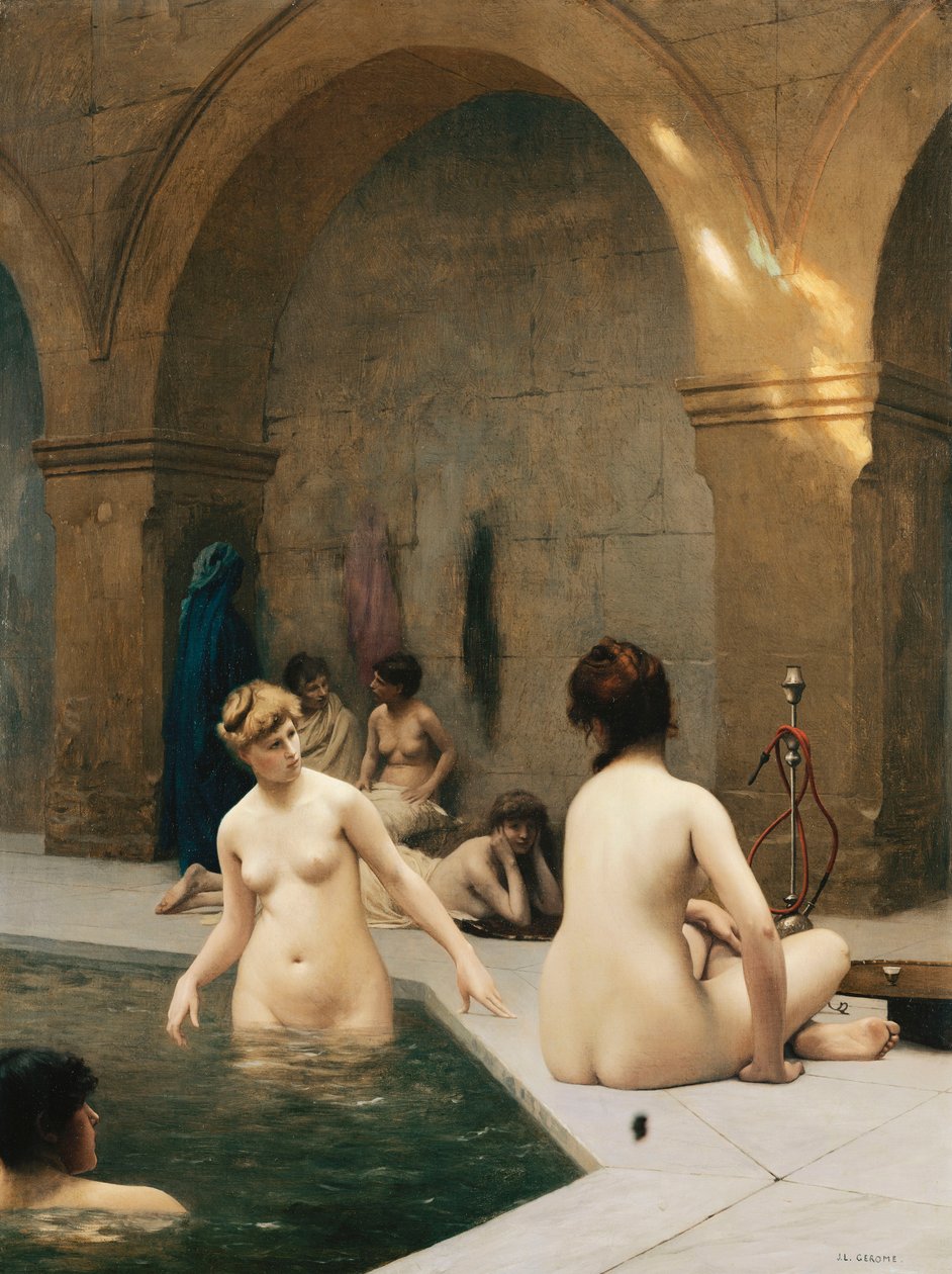 Uimarit; Baigneuses, n. 1889 tekijältä Jean Leon Gerome