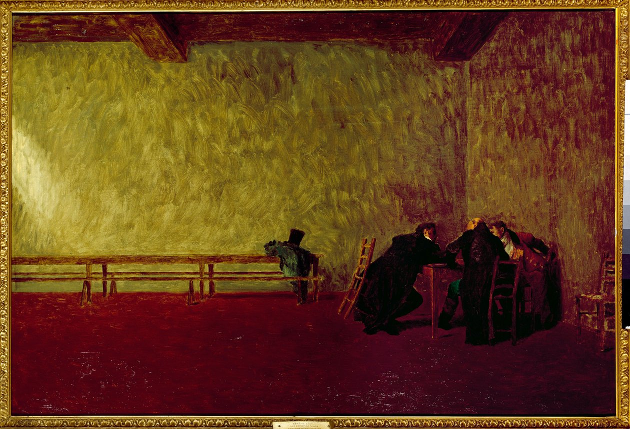Salaliittolaiset. Kolmen juonia valmistelevan miehen yksityinen tapaaminen. Jean Leon Geromen (1824-1904) maalaus tekijältä Jean Leon Gerome
