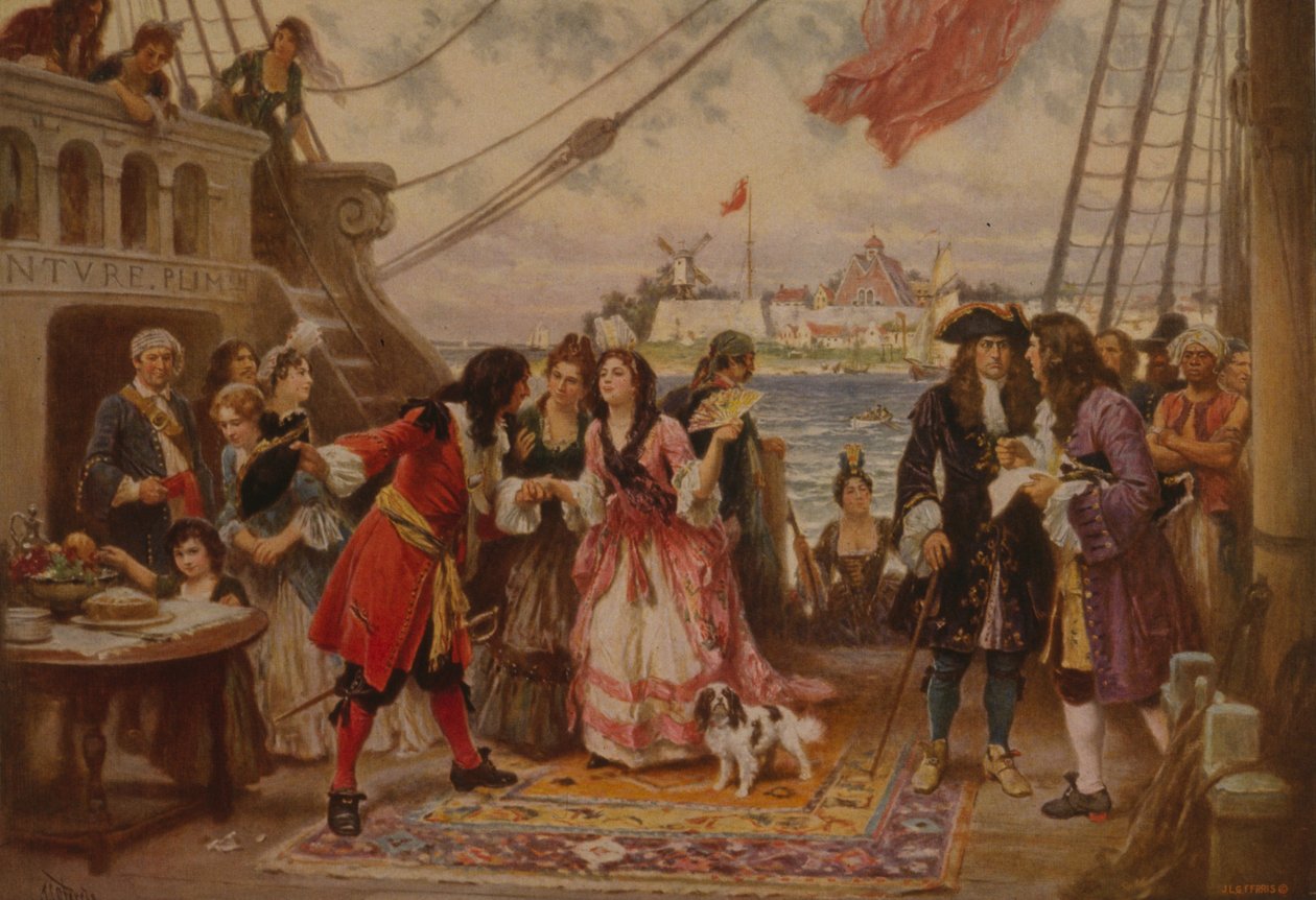 Kapteeni Kidd New Yorkin satamassa, noin 1930 tekijältä Jean Leon Gerome Ferris