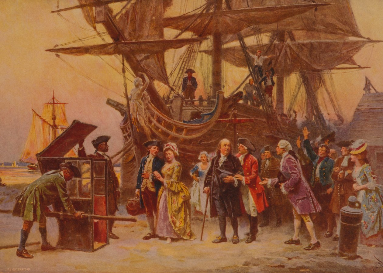 Franklinin paluu Philadelphiaan, noin 1930 tekijältä Jean Leon Gerome Ferris