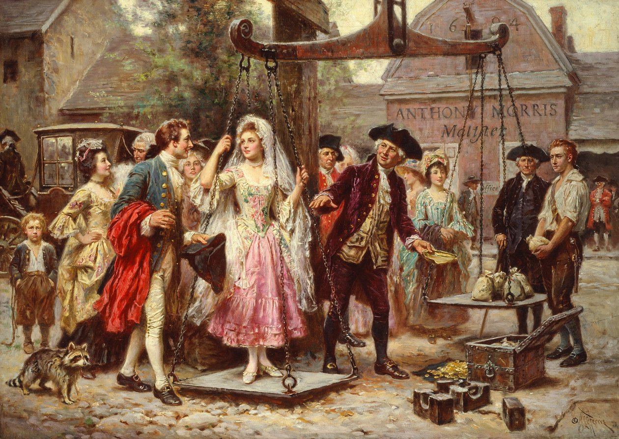Her Weight in Gold, c.1921 (oli sobre tela)finlandès tekijältä Jean Leon Gerome Ferris