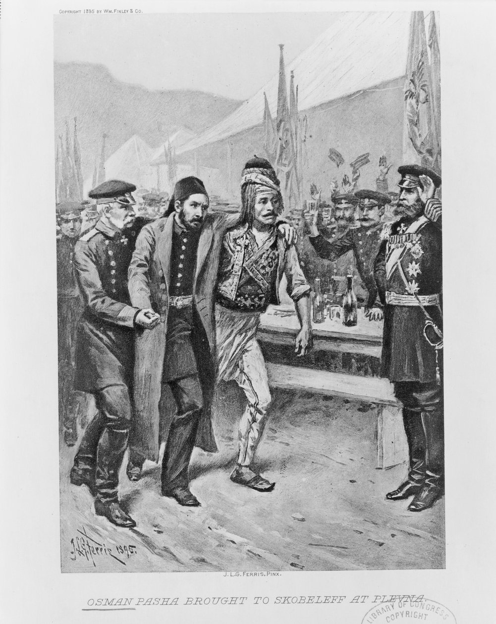 Osman Pasha tuotiin Skobeleville Plevnaan, n. 1895 tekijältä Jean Leon Gerome Ferris