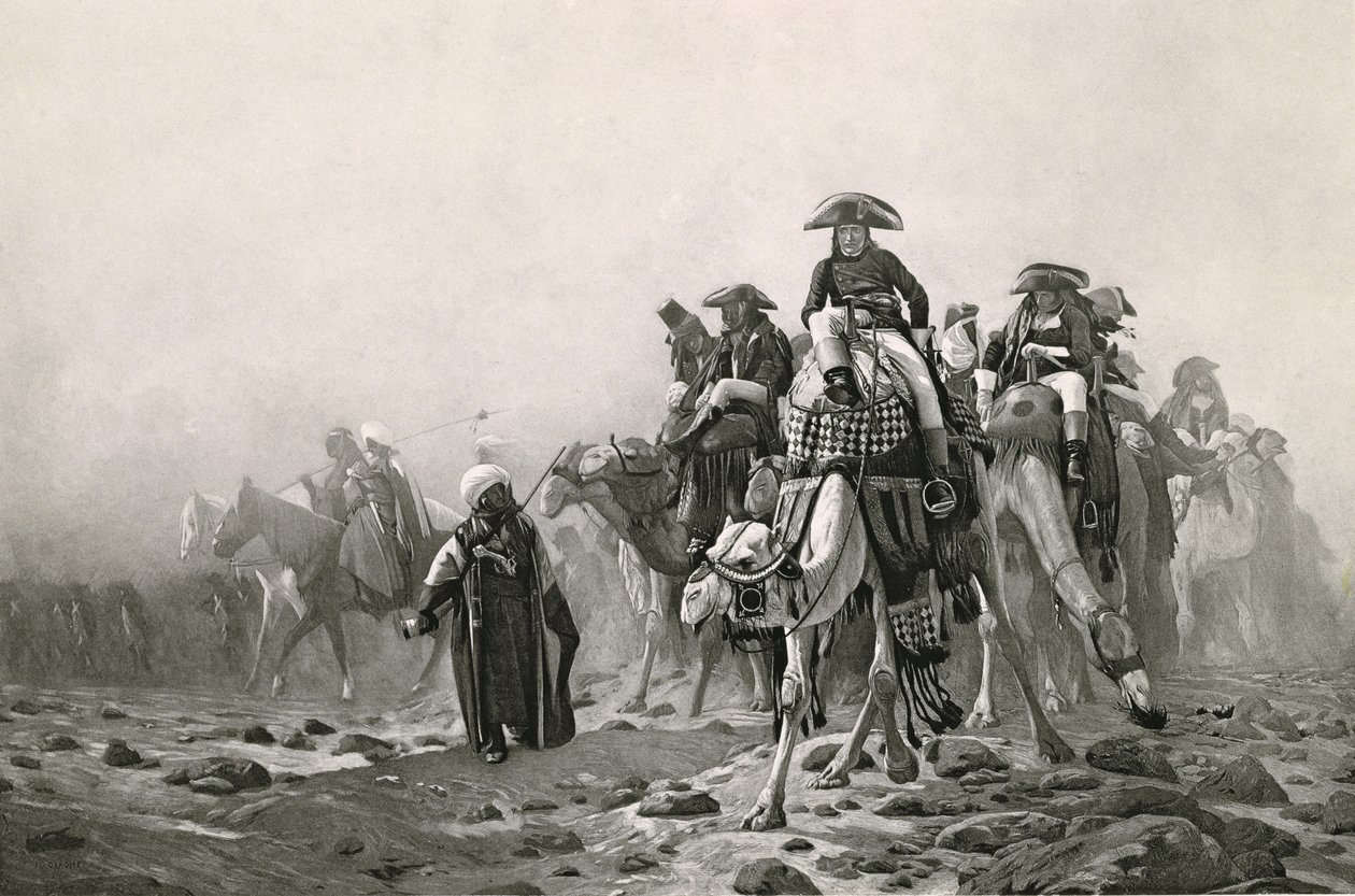 Kenraali Bonaparte Egyptissä, Jean-Leon Geromen teosten kokoelmasta 100 syväpainoa, 1881 (syväpaino) (katso myös 183490) tekijältä Jean Leon after Gerome
