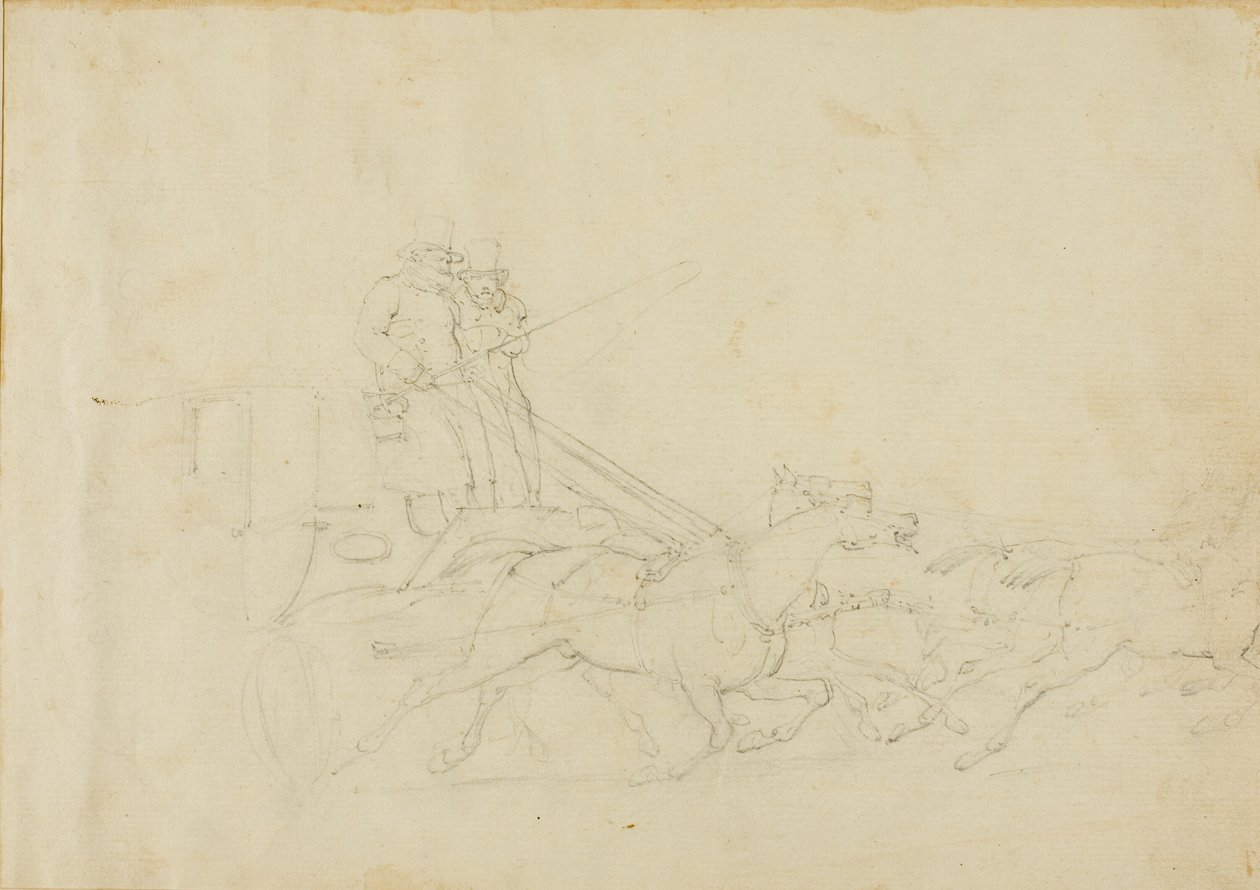 Neljän hevosen vetämä vaunu tekijältä Jean Louis André Théodore Géricault