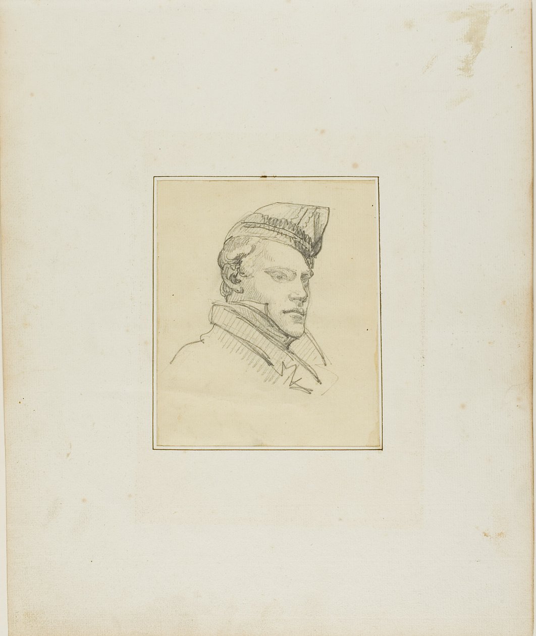 Muotokuva nuoresta miehestä, jolla on sotilaslakki päässään tekijältä Jean Louis André Théodore Géricault