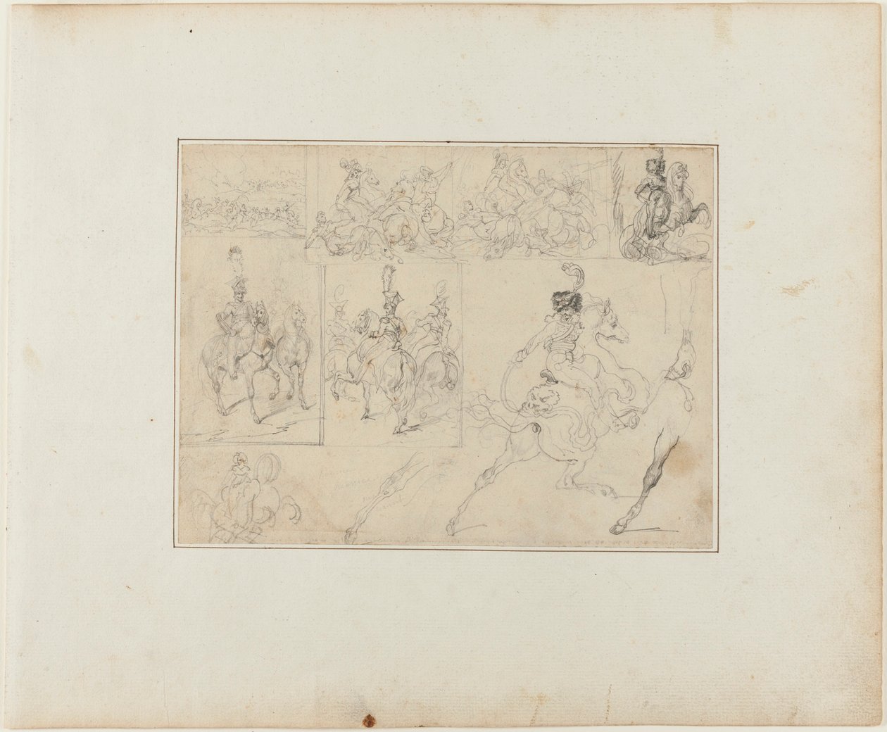 Luonnosarkki: Cavalry Battles and Mounted Soldiers (Ratsuväen taistelut ja ratsumiehet) tekijältä Jean Louis André Théodore Géricault
