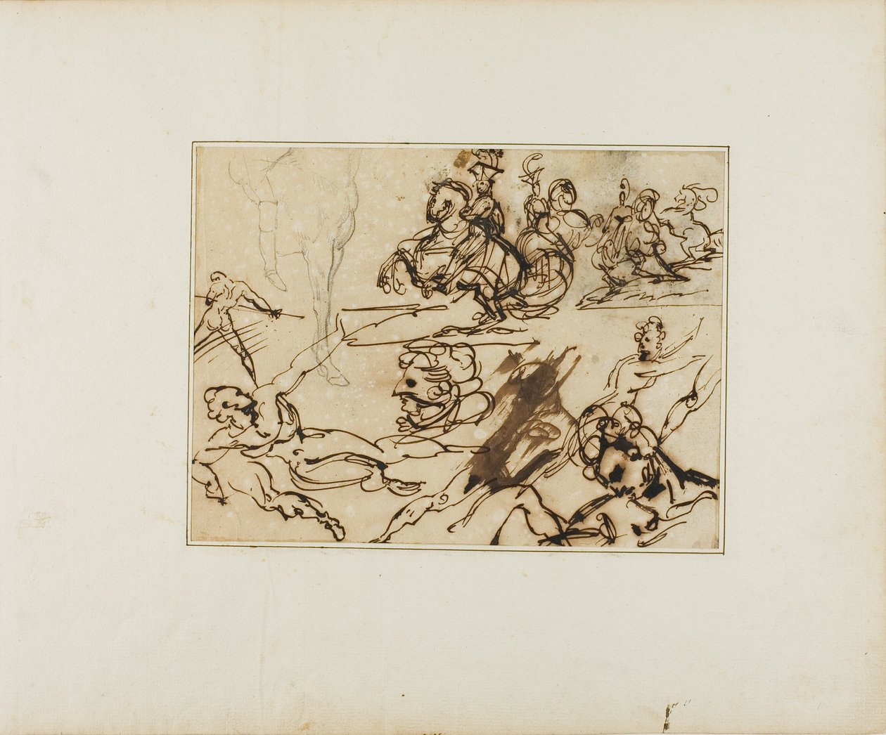 Luonnosarkki: Lanssarimiehet, kamppailevat alastonkuvat, muut aiheet. tekijältä Jean Louis André Théodore Géricault