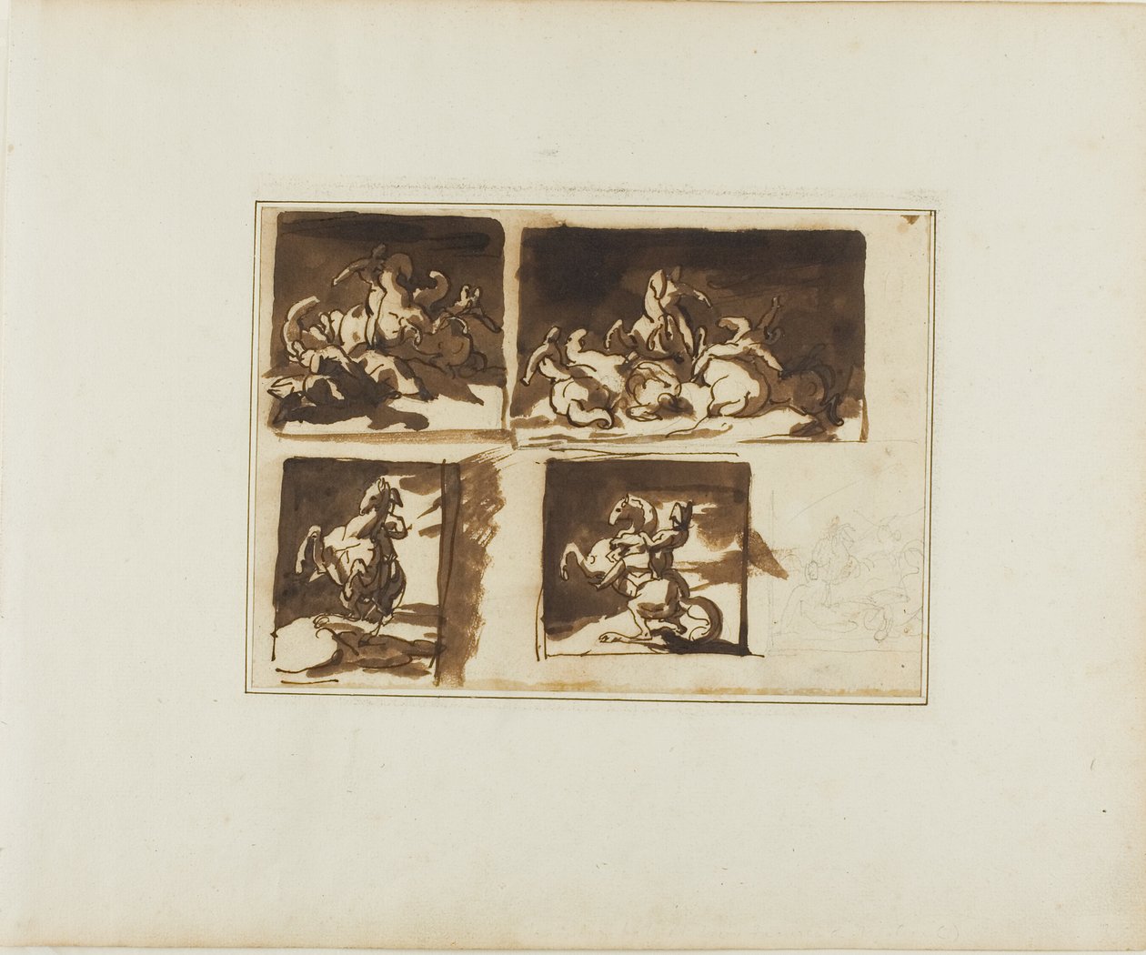 Luonnoksia ratsuväen taistelusta ja ratsuupseerista tekijältä Jean Louis André Théodore Géricault