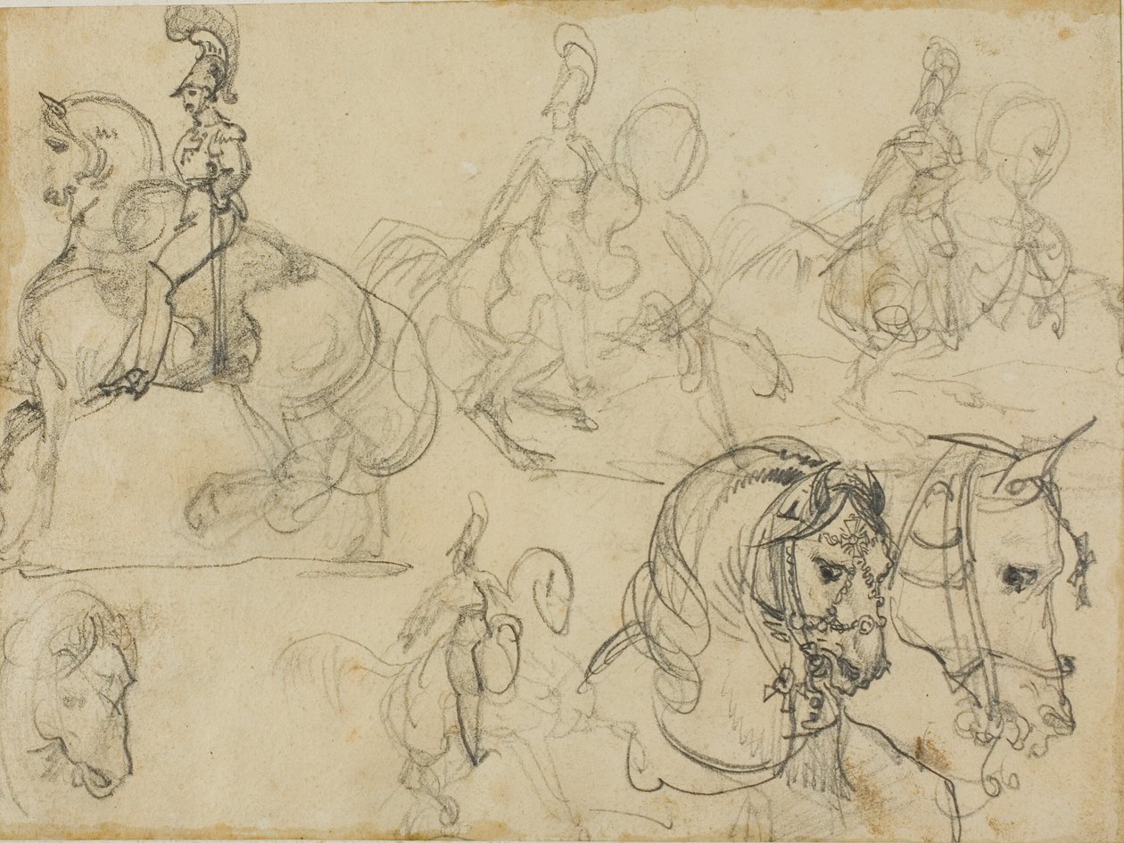 Karabinöörien ja hevosten päämiesten luonnokset tekijältä Jean Louis André Théodore Géricault