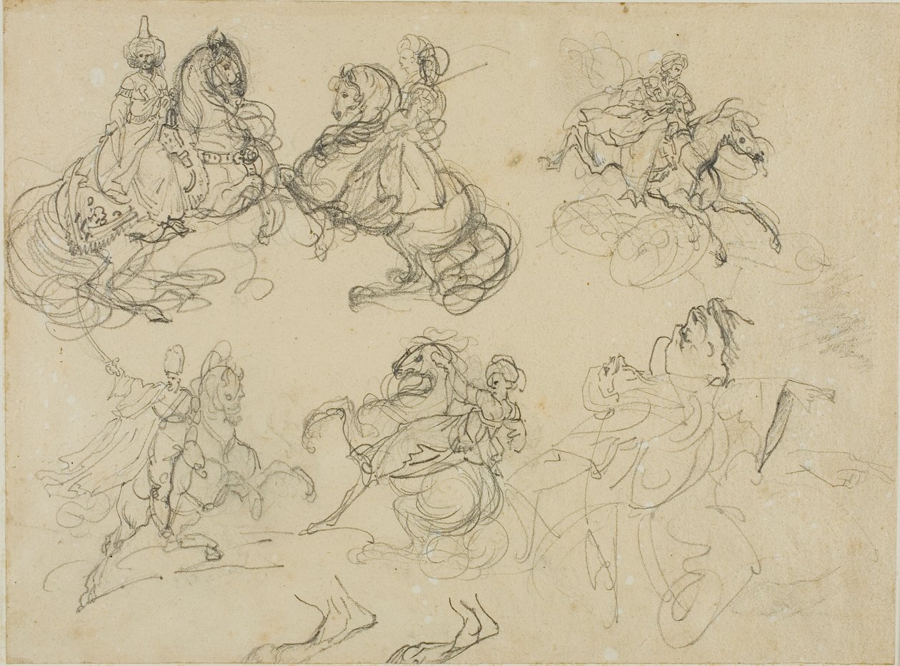 Luonnoksia itämaisista ratsumiehistä tekijältä Jean Louis André Théodore Géricault