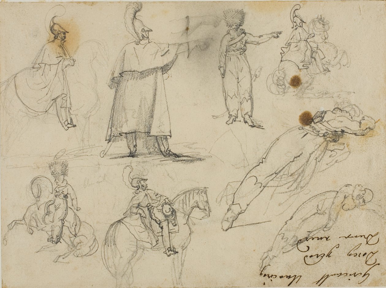 Luonnoksia sotilaista ja hevosista tekijältä Jean Louis André Théodore Géricault