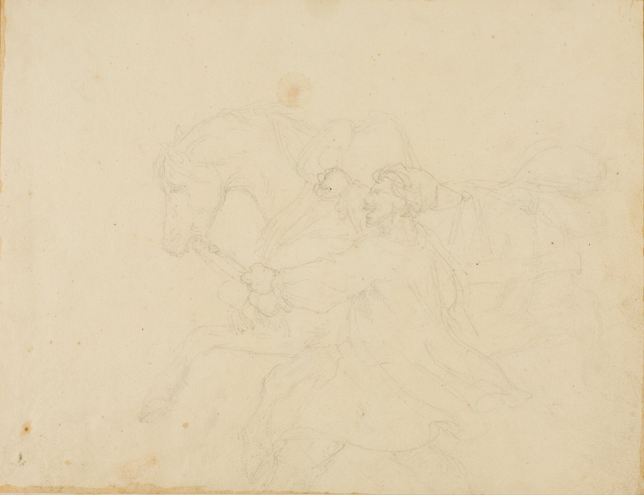 Tallipoika juoksee vetohevosen vieressä tekijältä Jean Louis André Théodore Géricault
