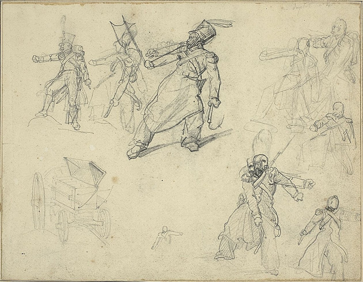 Tutkimukset krenatööristä ja ampumatarvikekärrystä tekijältä Jean Louis André Théodore Géricault