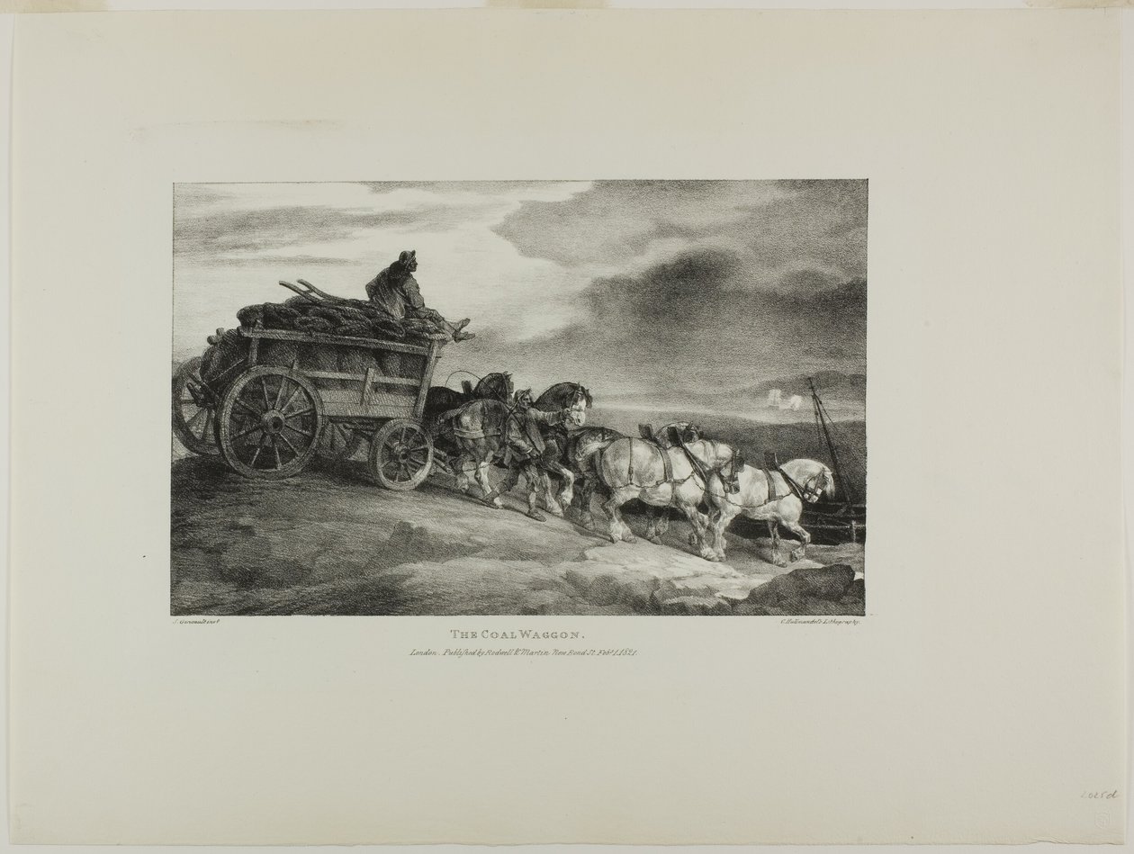 The Coal Wagon, levy 7 teoksesta Various Subjects Drawns from Life and on Stone (The English Suite). tekijältä Jean Louis André Théodore Géricault