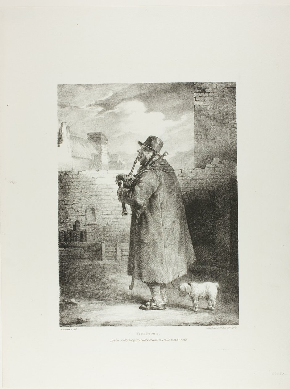 The Piper, levy 1 teoksesta Various Subjects Drawn from Life and on Stone (The English Suite). tekijältä Jean Louis André Théodore Géricault