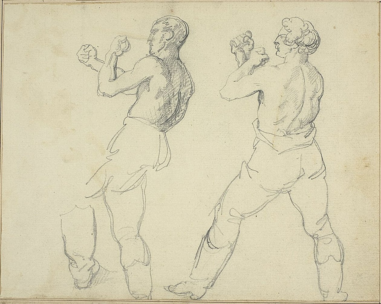 Kaksi nyrkkeilijää vasemmalle päin tekijältä Jean Louis André Théodore Géricault