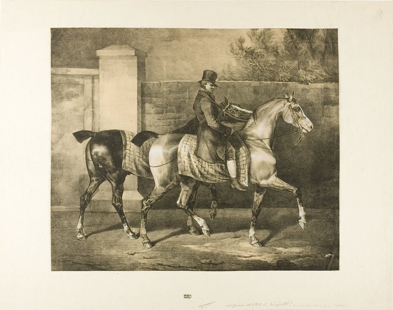 Kaksi hevosta käveli jääkiekkoilija tekijältä Jean Louis André Théodore Géricault