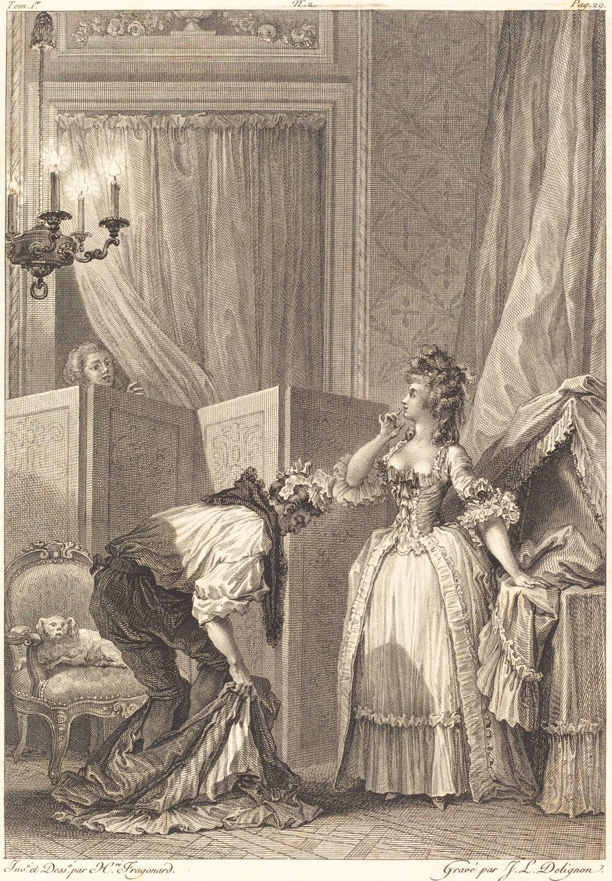 The Beaten ja Content Cuckold tekijältä Jean Louis Delignon and Antoine Jean Duclos after Jean Honoré Fragonard