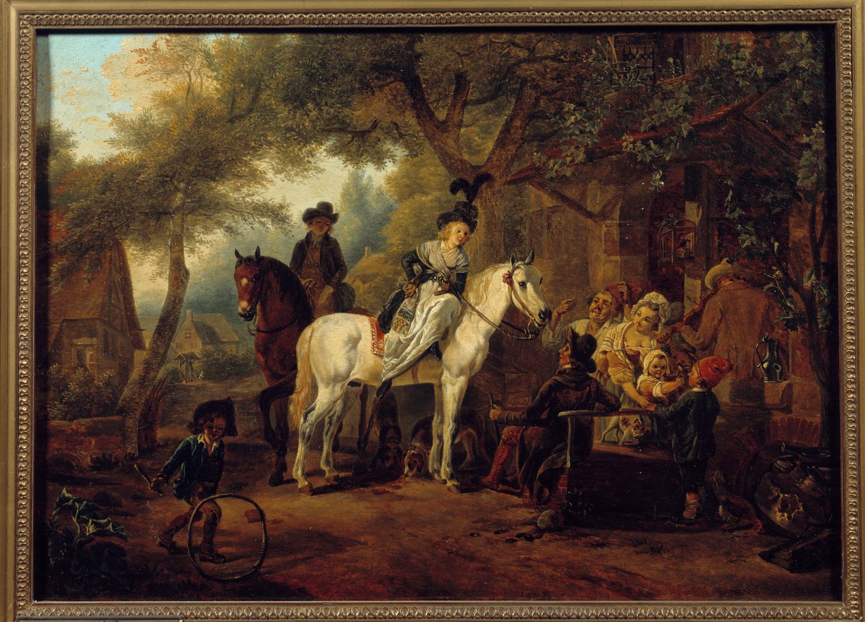 Matkustajapysäkki. Jean Louis Demarnen (1744-1829) maalaus tekijältä Jean Louis Demarne
