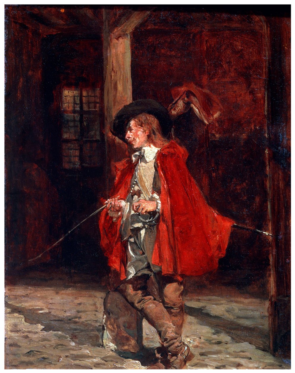 Bretteur-miekkasoturi punaisessa viitassa, 1800-luku tekijältä Jean Louis Ernest Meissonier