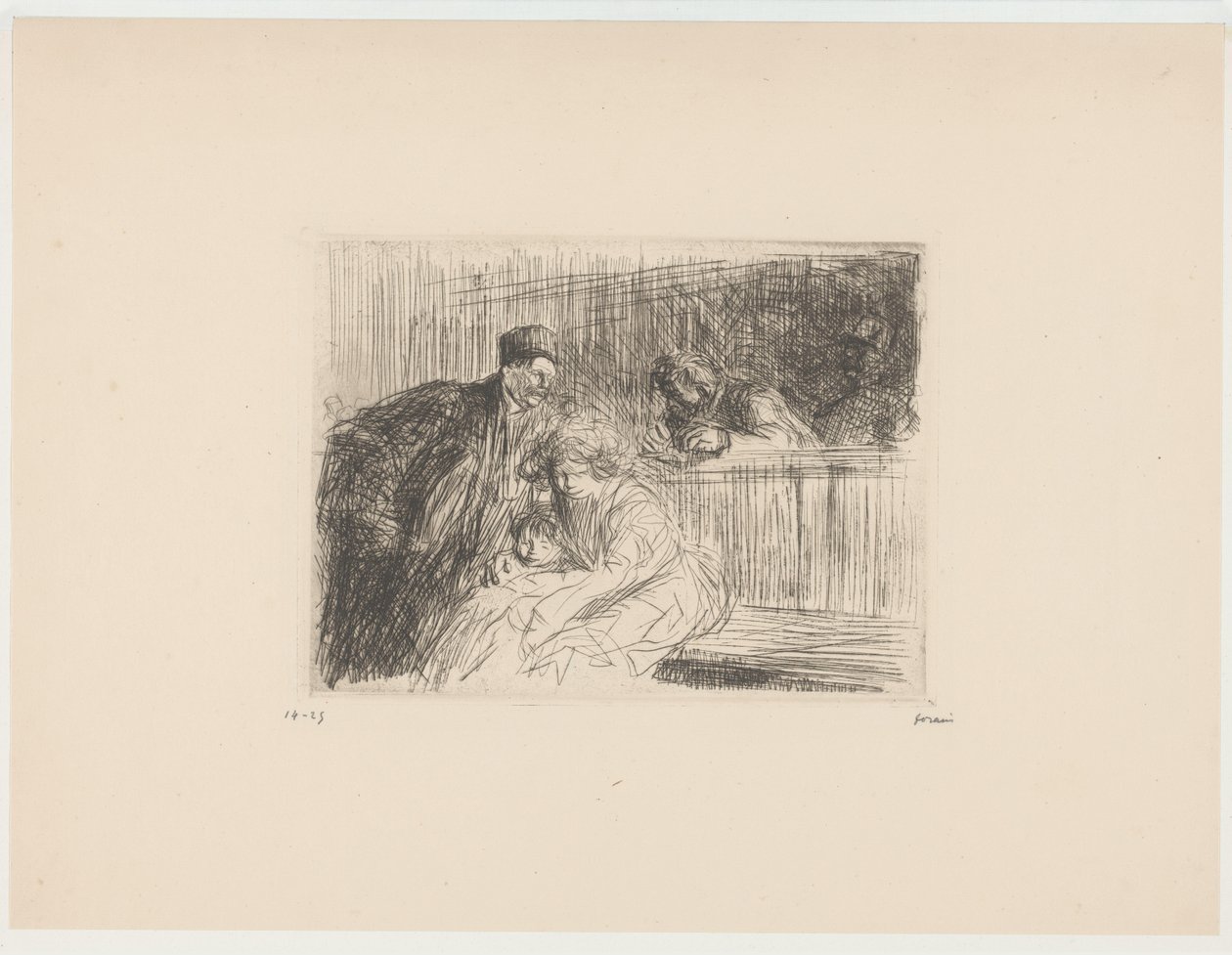 Asianajaja asiakkaiden kanssa oikeudessa tekijältä Jean Louis Forain (signed by artist)