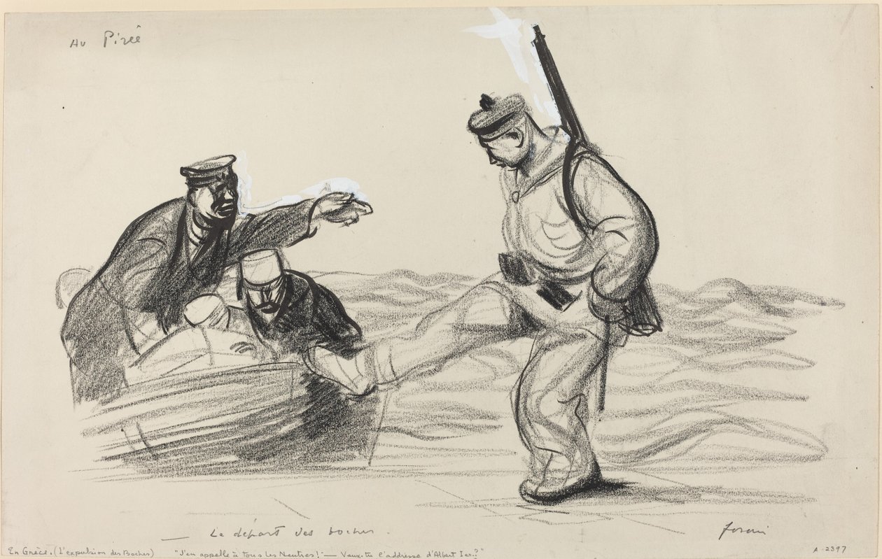 Pireuksessa. - Bochesin lähtö, n. 19141919. tekijältä Jean Louis Forain