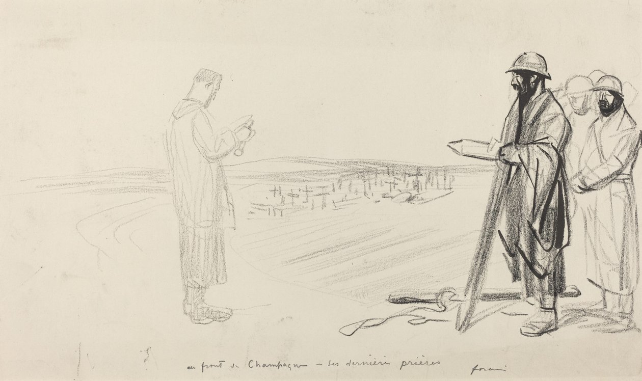 Champagnen edessä - Viimeiset rukoukset, n. 19141919. tekijältä Jean Louis Forain