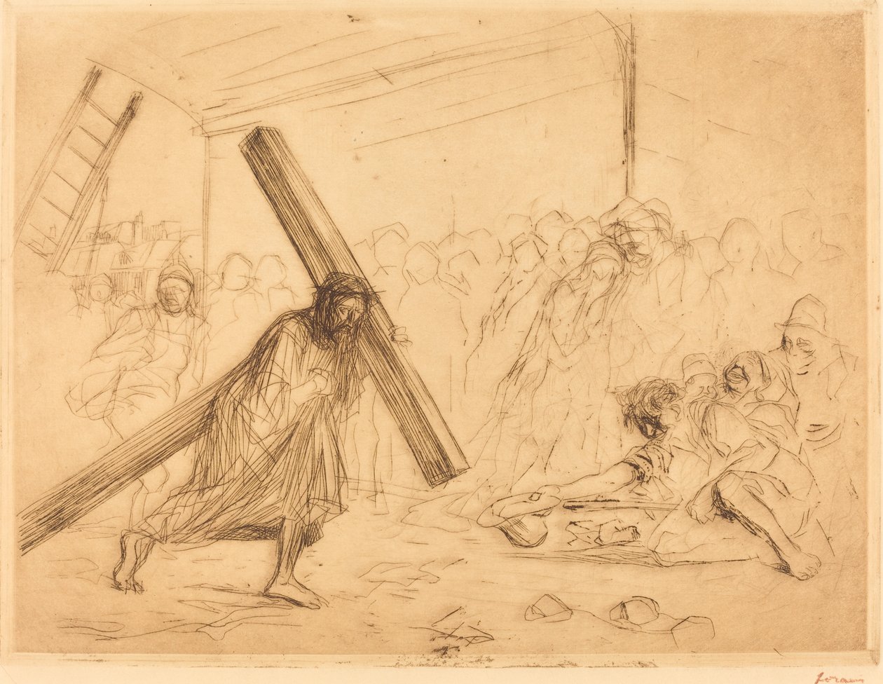 Kristus kantaa ristiä (neljäs levy) tekijältä Jean Louis Forain