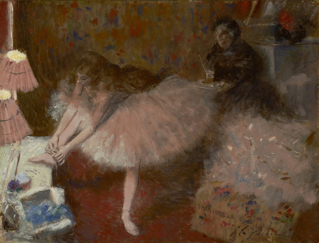 Tanssija pukuhuoneessaan, n. 1890 tekijältä Jean Louis Forain