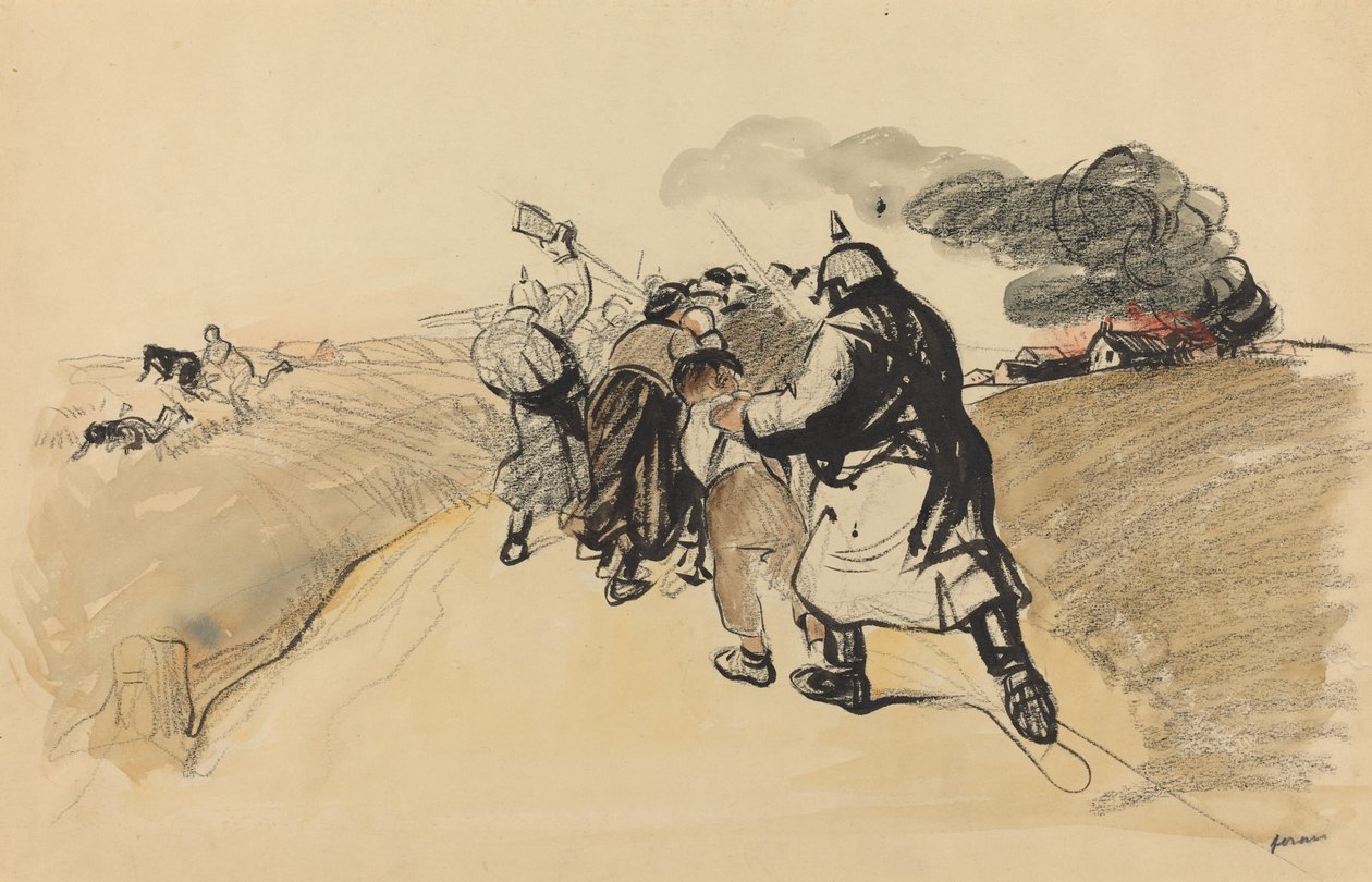 Saksan hyökkäys kylään tekijältä Jean Louis Forain