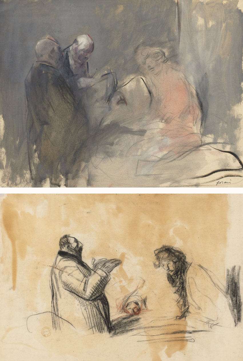 Sairaalassa (recto) Sketch for In the Hospital (verso) tekijältä Jean Louis Forain