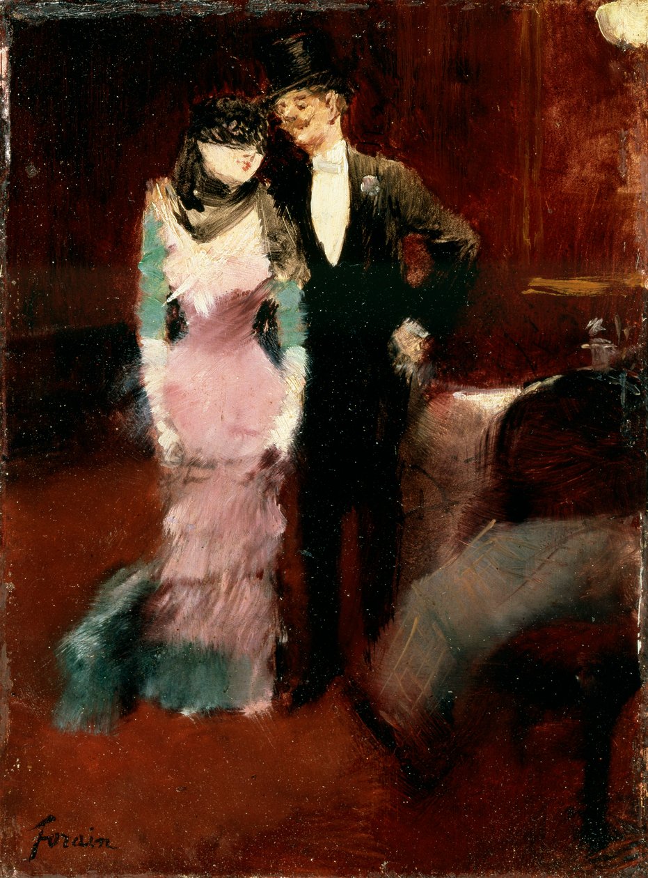 Naamiapallon jättäminen Pariisin oopperaan, 1800-luvun loppu tai 1900-luvun alku. tekijältä Jean Louis Forain
