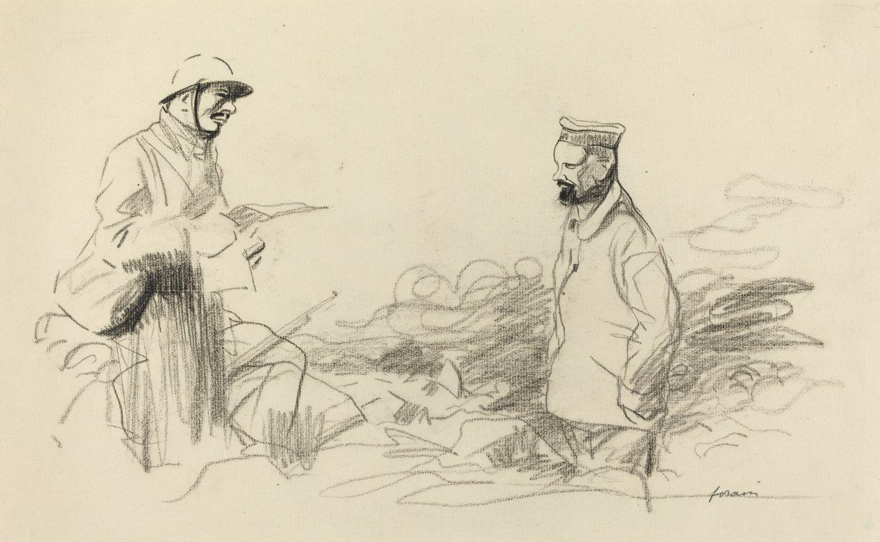 Poilu tunnustaa saksalaisen sotilaan, luultavasti 1918. tekijältä Jean Louis Forain