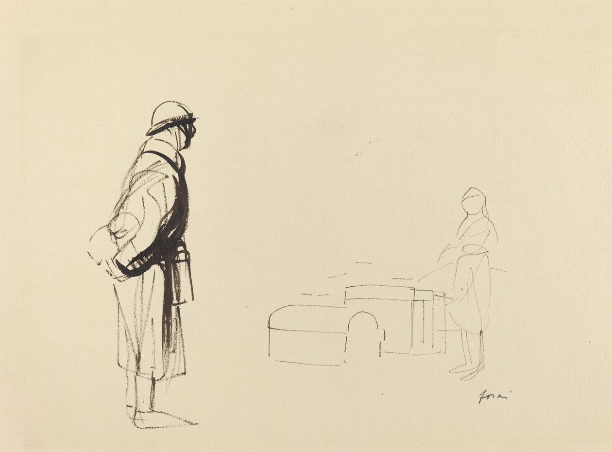 Poilu ja sairaanhoitaja, n. 19141919. tekijältä Jean Louis Forain