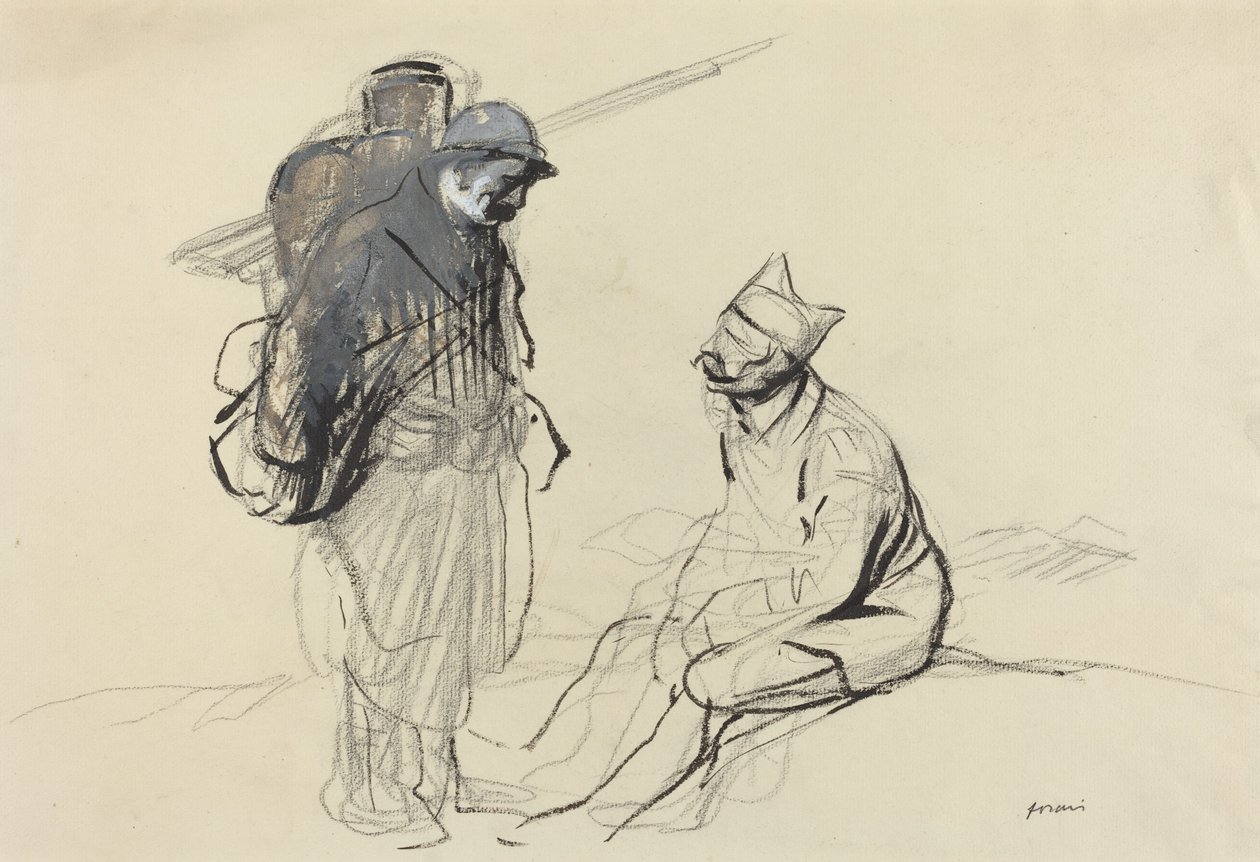 Poilu ja Tommy Conversing, c. 19141919. tekijältä Jean Louis Forain