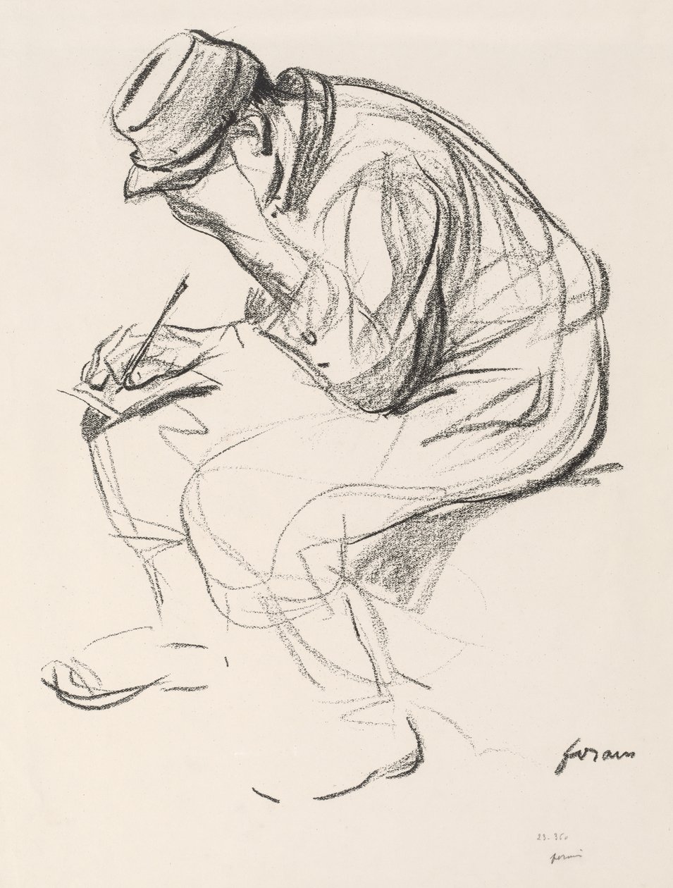 Sotavanki kirjoittamassa kirjettä. tekijältä Jean Louis Forain